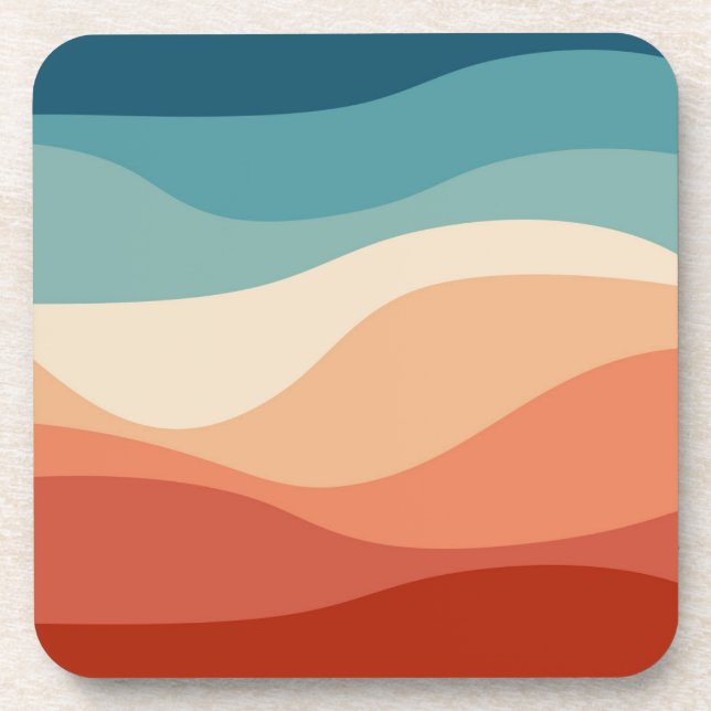 Colorful retro style waves decoration coaster (Front)