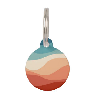 Colorful retro style waves decoration pet tag