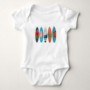 Colorful Retro Surfboards Baby Bodysuit