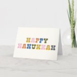 Colorful Retro Typography Hanukkah Holiday Card<br><div class="desc">Cute and colorful Hanukkah greeting with fun retro typography. Personalize the inside with your favorite greeting!</div>
