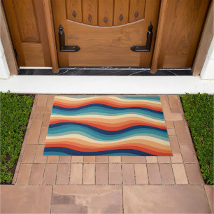Colorful Retro Waves Vintage Doormat