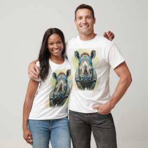 Colorful Rhino Portrait Vibrant Wildlife T-Shirt