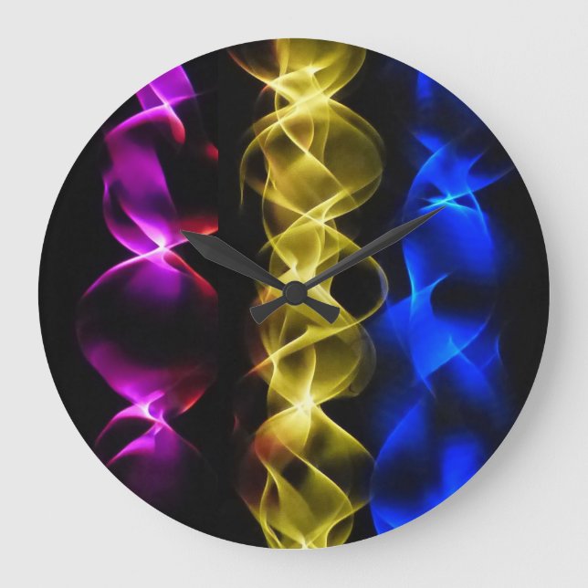 Colorful Ribbons Of Light Wall Clocks (Front)