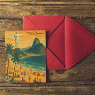 Colorful Rio de Janeiro Brazil Copacabana Beach Postcard
