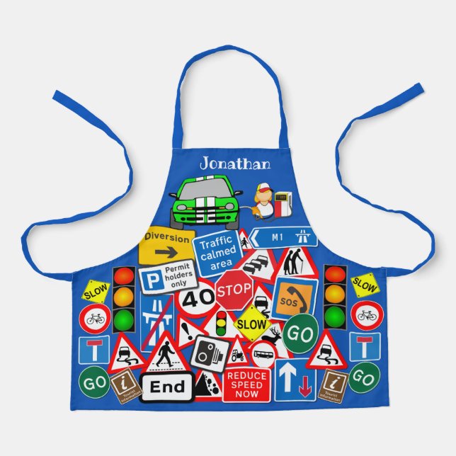 Colorful Road Signs Coillage Kids' Apron (Front)