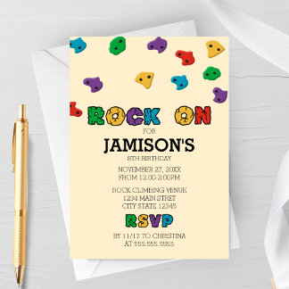 Colorful Rock Climbing Birthday Invitation