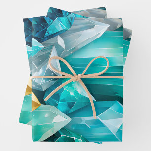 Colorful Rock Crystal Art Wrapping Paper Sheets