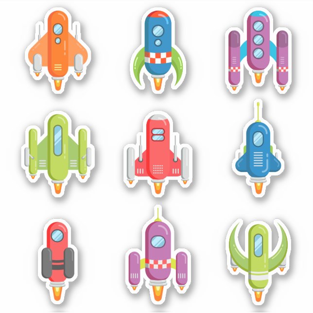 Colorful Rocket Ships (Front)