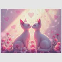Colorful Romantic Cats Tissue Paper