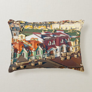 Colorful roofs in winter in Kiev, Ukrainevariegate Decorative Cushion