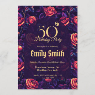 Colorful Rose Fantasy Wife’S Birthday Invitation