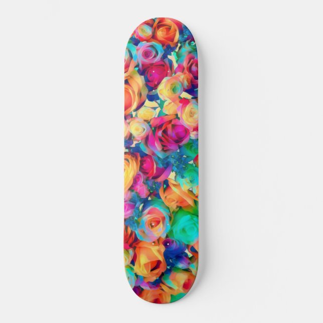 Colorful Roses Bouquet Skateboard - Art (Front)