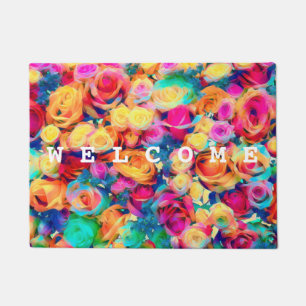 Colorful Roses Bouquet - Welcome Doormat