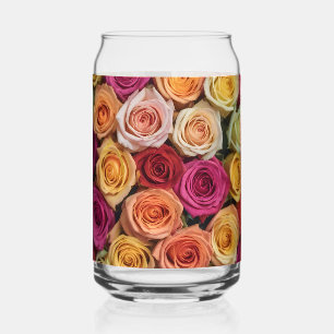 Colorful roses can glass