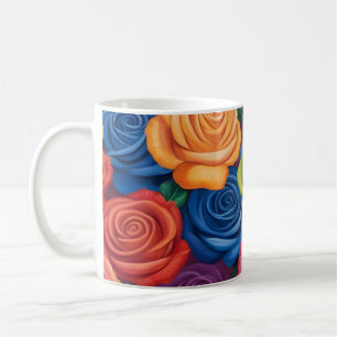 Colorful roses pattern coffee mug