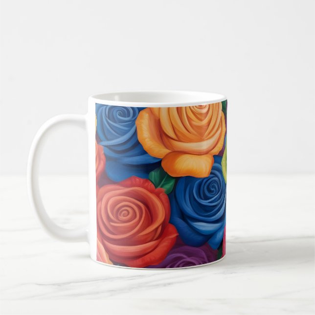 Colorful roses pattern coffee mug (Left)
