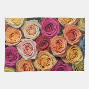 Colorful roses tea towel