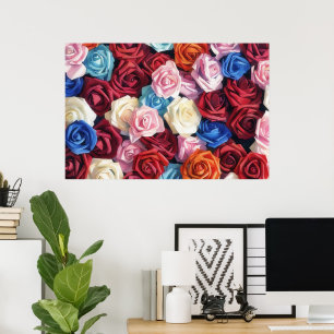 Colorful Roses Watercolor Style Art Print