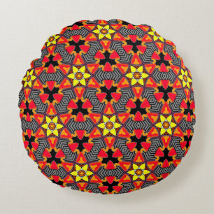 Colorful round black and yellow cushion