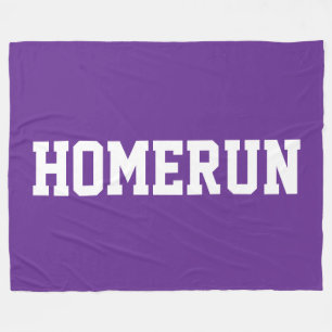 Colorful Royal Purple Sporty White HOMERUN Text Fleece Blanket