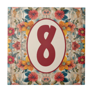 Colorful Rustic Flowers Customizable Ceramic Tile