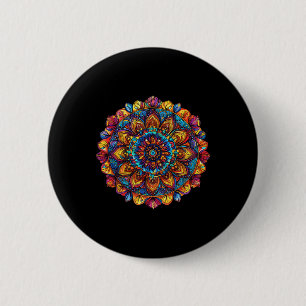 Colorful Sacred Geometry Lotus Mandala 6 Cm Round Badge