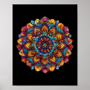 Colorful Sacred Geometry Lotus Mandala Poster