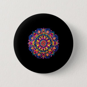 Colorful Sacred Mandala For Meditation And Yoga 6 Cm Round Badge