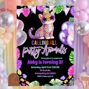 Colorful Safari Cheetah Birthday Invitation