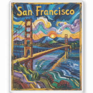 Colorful San Francisco California Van Gogh Vintage
