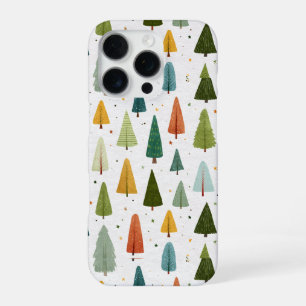 Colorful Scandinavian Style Christmas Tree Pattern iPhone 16 Pro Case
