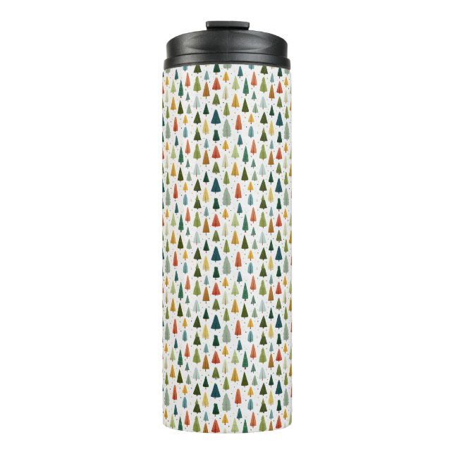 Colorful Scandinavian Style Christmas Tree Pattern Thermal Tumbler (Front)