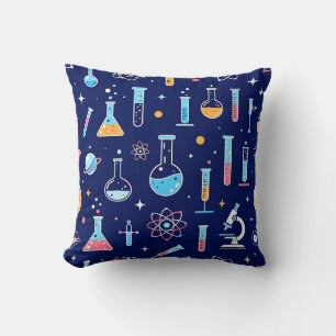 Colorful Science Lab Pattern Modern Chemistry  Cushion