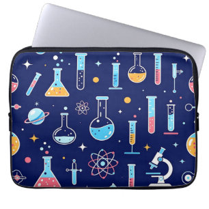 Colorful Science Lab Pattern Modern Chemistry  Laptop Sleeve