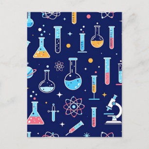 Colorful Science Lab Pattern Modern Chemistry Postcard