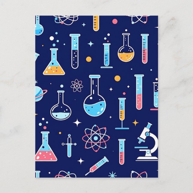 Colorful Science Lab Pattern Modern Chemistry  Postcard (Front)