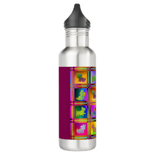   Colorful  Scottish Terriers with Plaid Pattern 710 Ml Water Bottle