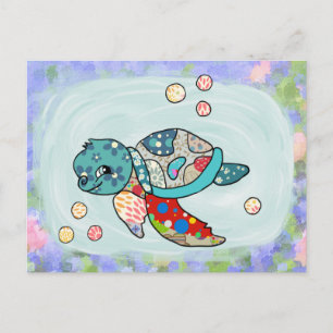 colorful sea turtle postcard