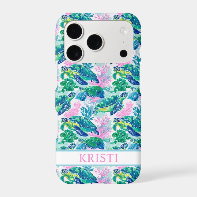 Colorful Sea Turtles Monogrammed (Back)