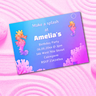 Colorful Seahorse Party Invitation