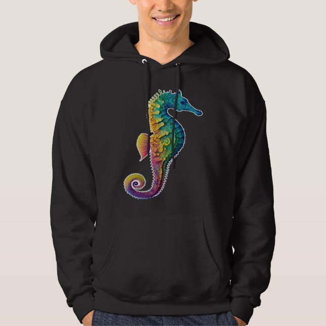 Colorful seahorse  Underwater  Diving  Aquarists Hoodie (Front)