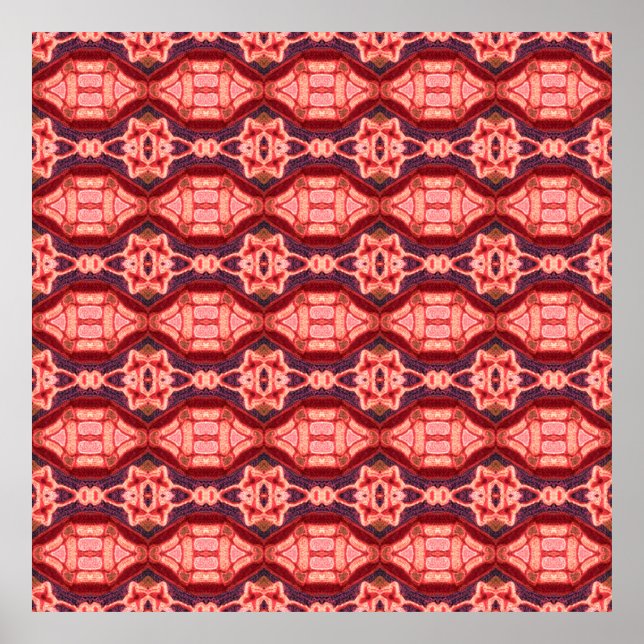 Colorful seamless embroidery pattern. Rainbow ikat Poster (Front)