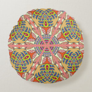 Colorful seamless triangle patchwork pattern. Abst Round Cushion