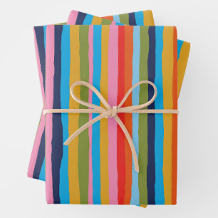 Colorful Serrate Stripes Bold Vertical Pattern Wrapping Paper Sheet