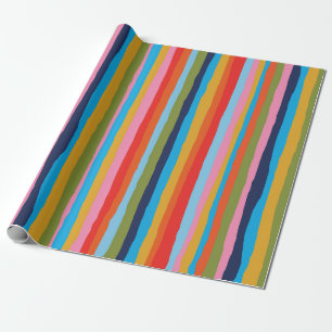 Colorful Serrate Stripes Painted Boho Pattern Wrapping Paper