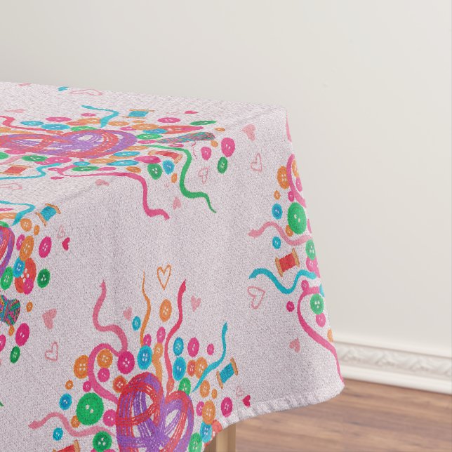 Colorful Sewing Heart Pattern – Handmade Craft Lov Tablecloth (In Situ)