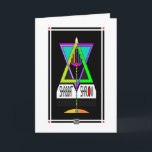 Colorful Shabbat Shalom Menorah In Magen David Card<br><div class="desc">To delight recipients,  send this most-colorfully lit and tall menorah within a multi-hued Magen David,  which is artistically declaring Shabbat Shalom in a new and unique manner!  ~ karyn</div>