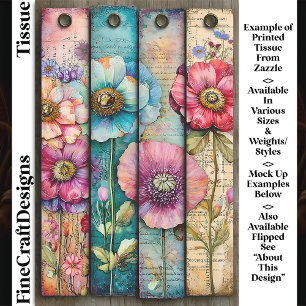 Colorful Shabby Chic Poppies DL6R Decoupage Tissue Paper