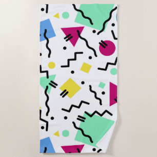 Colorful Shapes Abstract Art Pattern Beach Towel