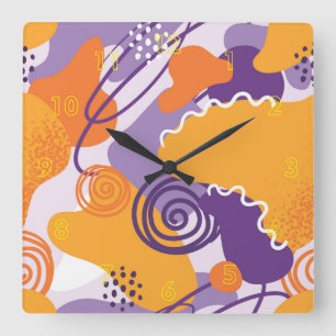 Colorful Shapes and Lines Square Wall Clock